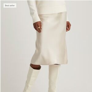 Quince 100% silk bias cut midi skirt